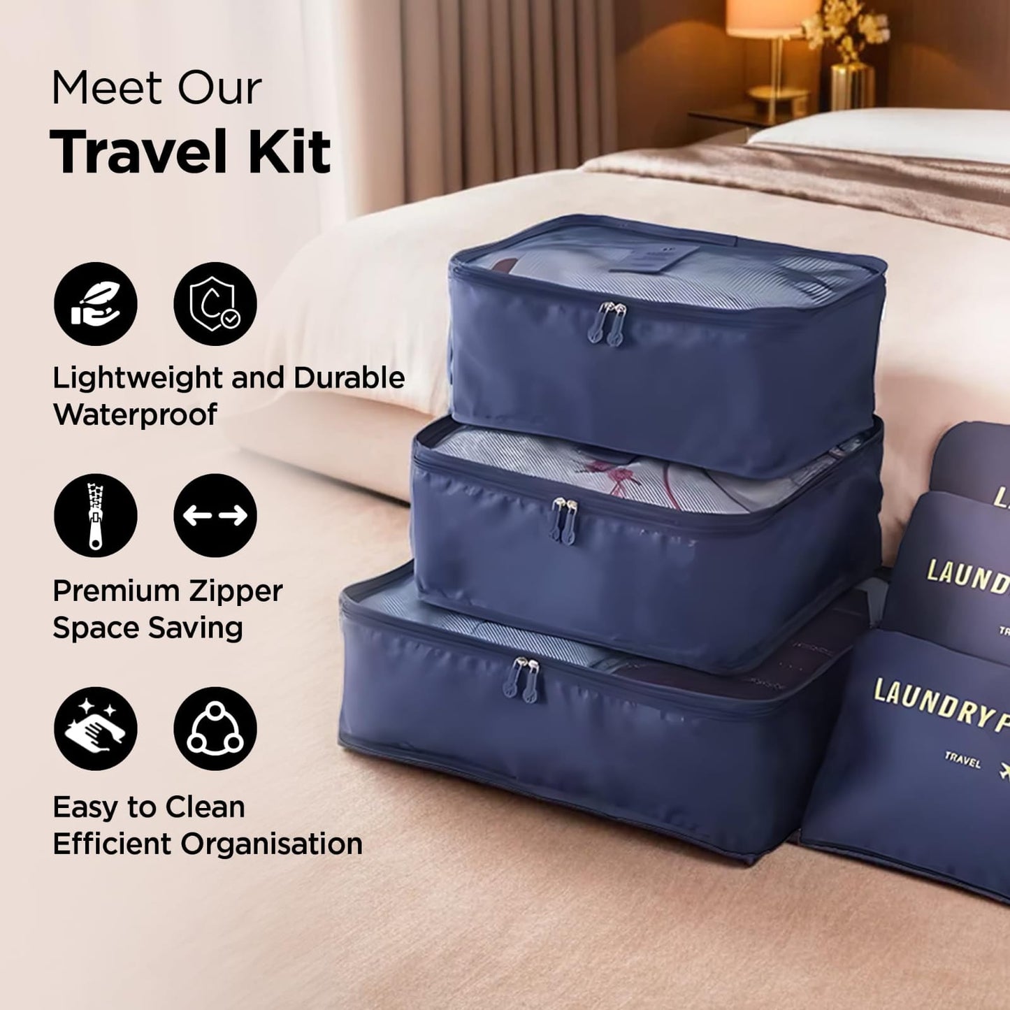 6pc Travel & Wash Bag Set
