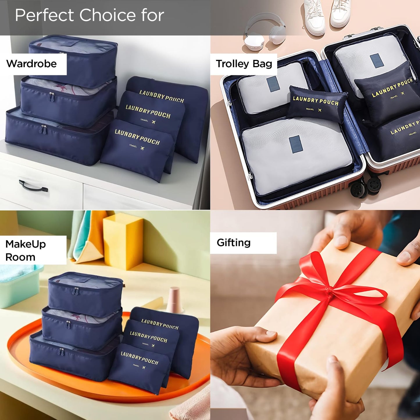 6pc Travel & Wash Bag Set