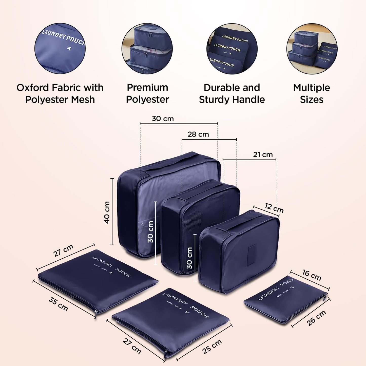 6pc Travel & Wash Bag Set