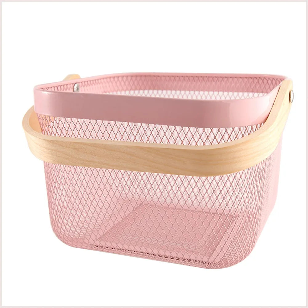 Mesh Basket with Wooden Handle