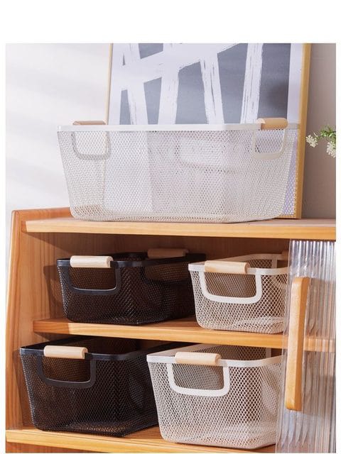 Storage Baskets w Wooden Handles