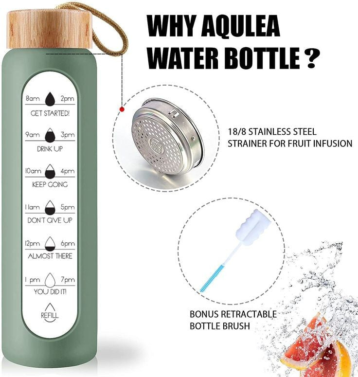 Glass Water Bottle w Silicone Case