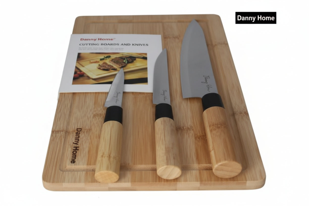 4pc Knife and Cutting Board Set