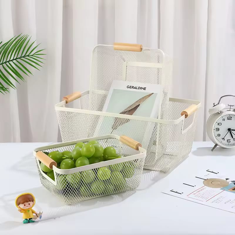 Storage Baskets w Wooden Handles