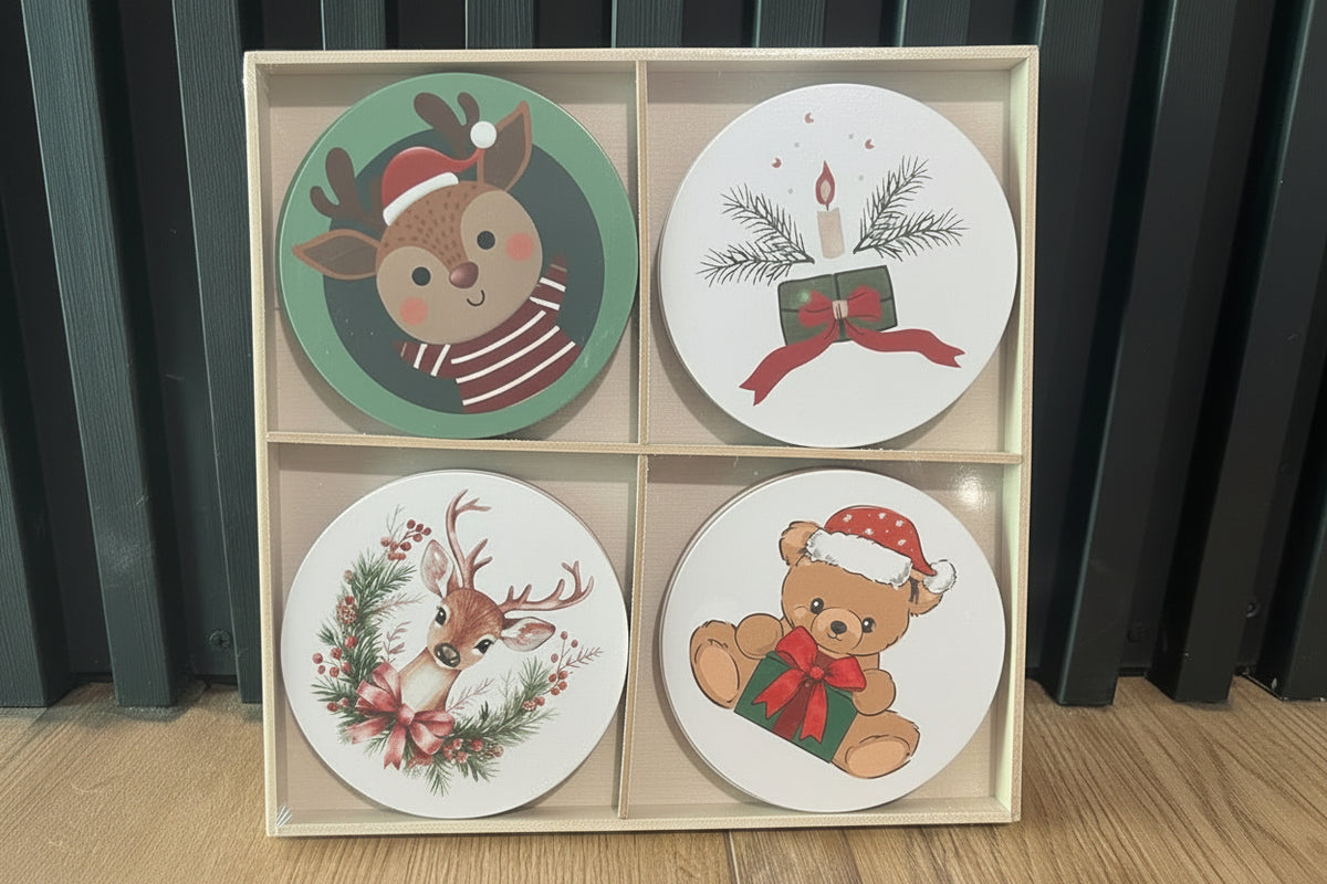 4pc Holiday Coaster Set