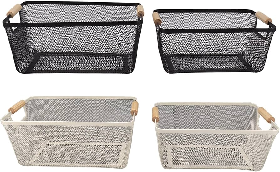 Storage Baskets w Wooden Handles