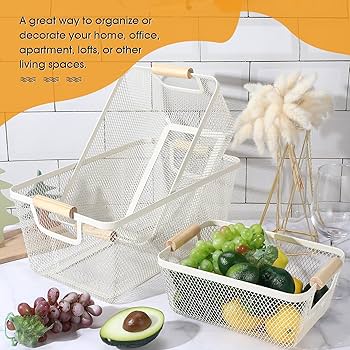 Storage Baskets w Wooden Handles
