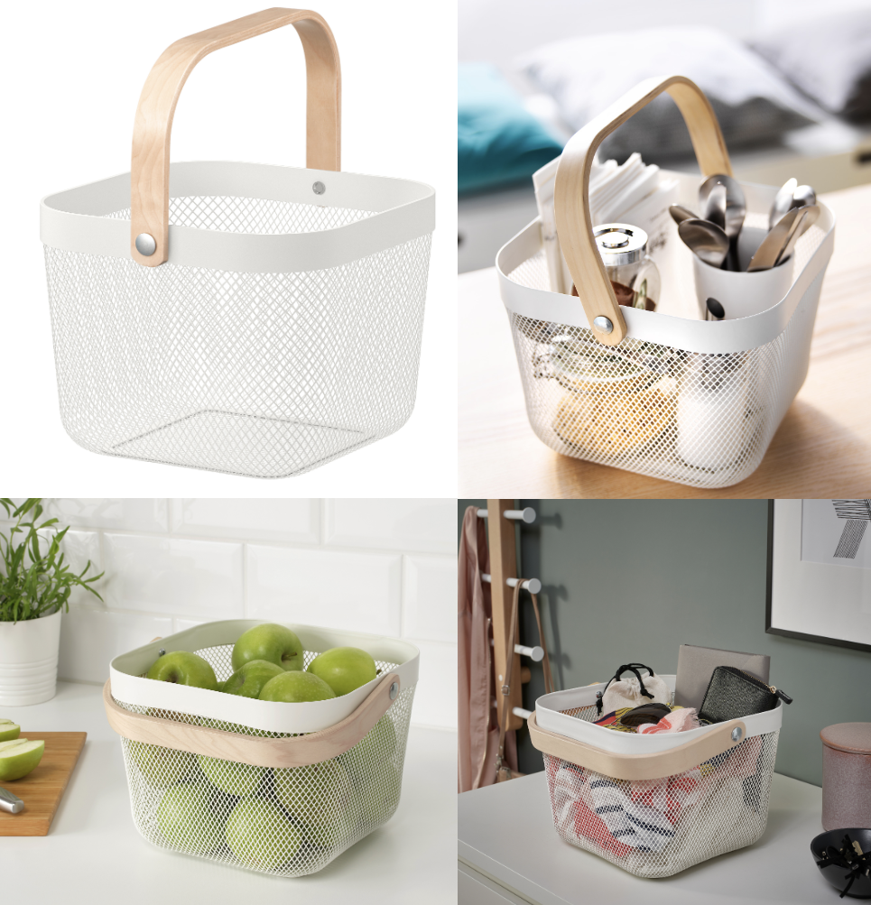 Mesh Basket with Wooden Handle