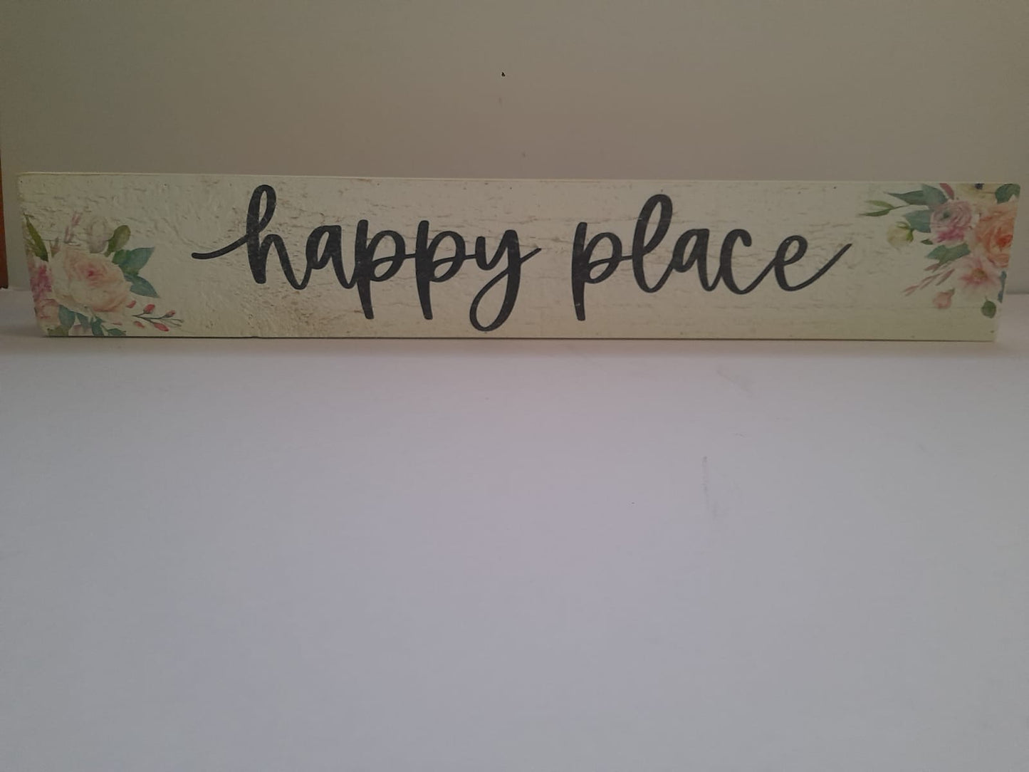 "Happy Place" Floral Wooden Sign
