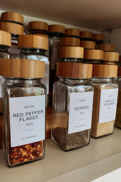 Glass Spice Jars with Bamboo Lids