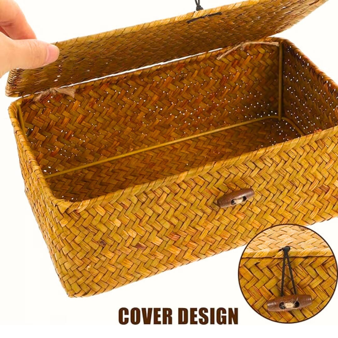 3pc Rectangular Storage Baskets with Lids