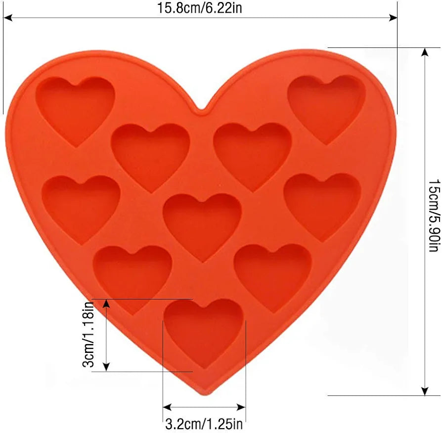 Silicone Heart-Shaped Ice Trays (2 pc)