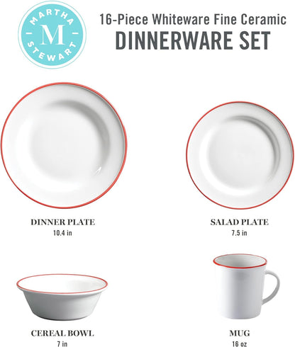 Martha Stewart 16pc Colored Rim Dinner Set