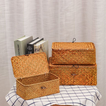 3pc Rectangular Storage Baskets with Lids