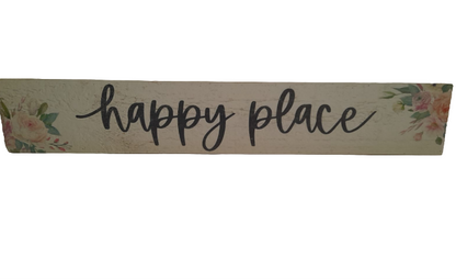 "Happy Place" Floral Wooden Sign