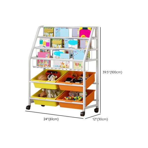 Kids' Metal Bookshelf with Storage