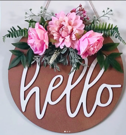 Floral "Hello" Hanging Decor