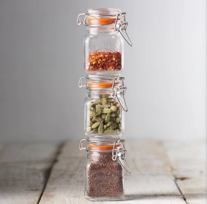 Glass Spice Set with Wooden Holder