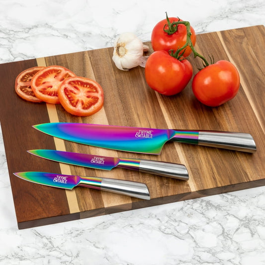 3pc Stainless Steel Rainbow Knife Set