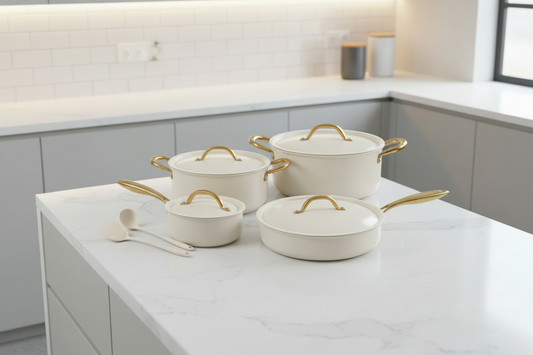 Ceramic Cookware with Gold Handles