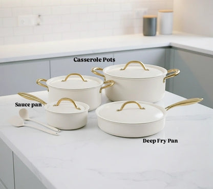 Ceramic Cookware with Gold Handles
