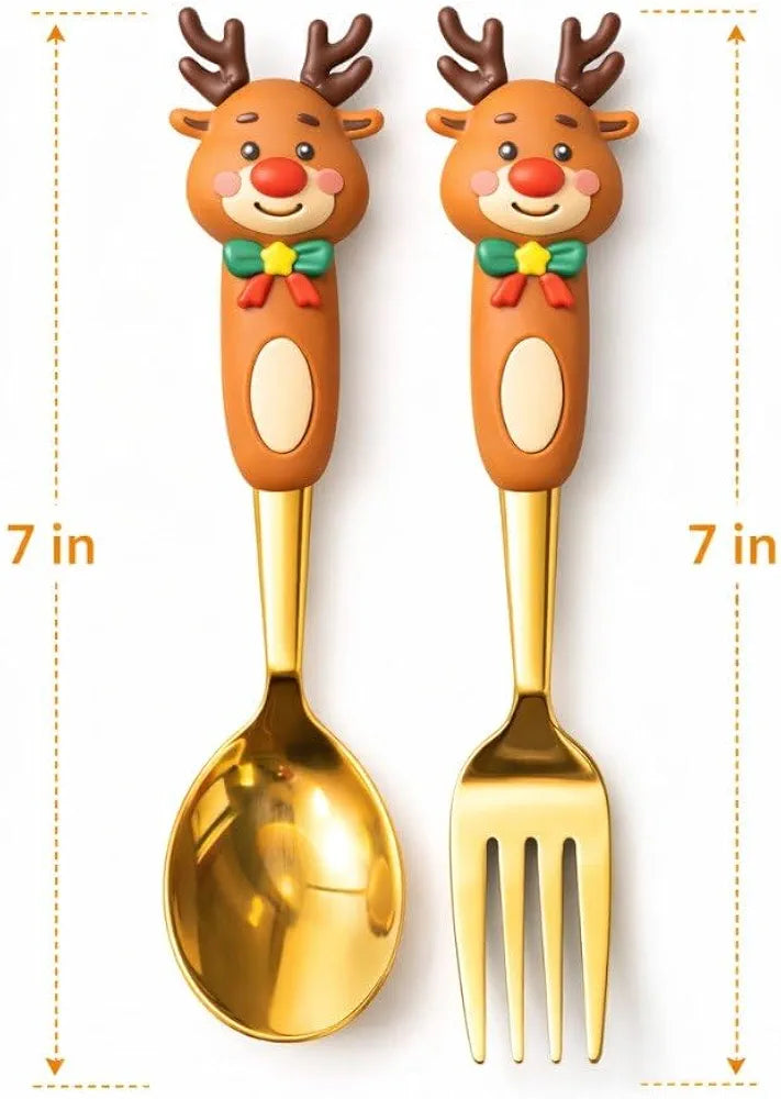 2pc Gold Holiday Cutlery