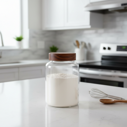 Airtight Glass Jars with Wooden Lids