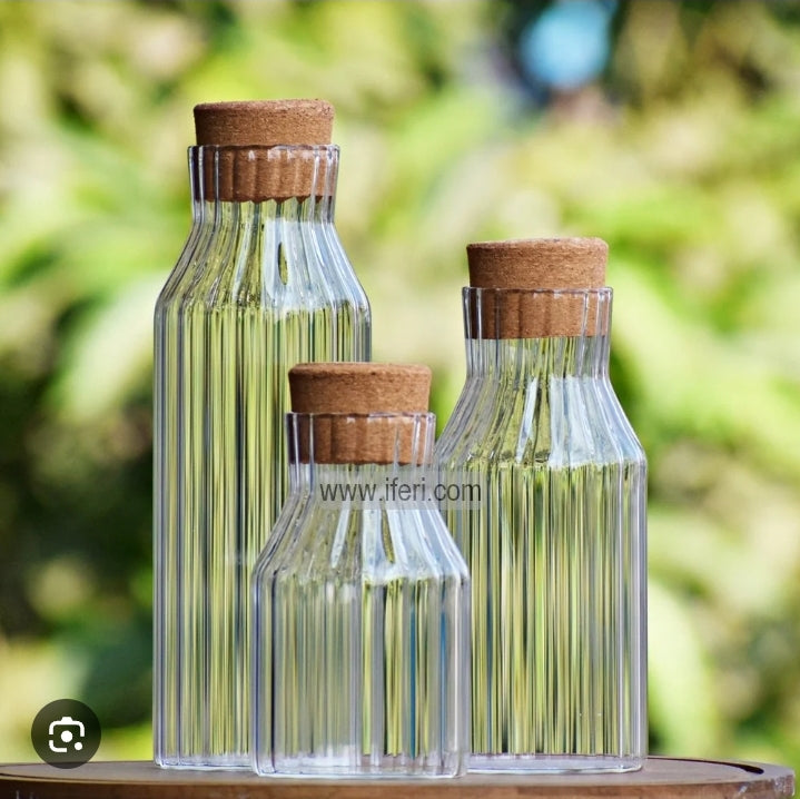 Ribbed Glass Jars with Cork Lid