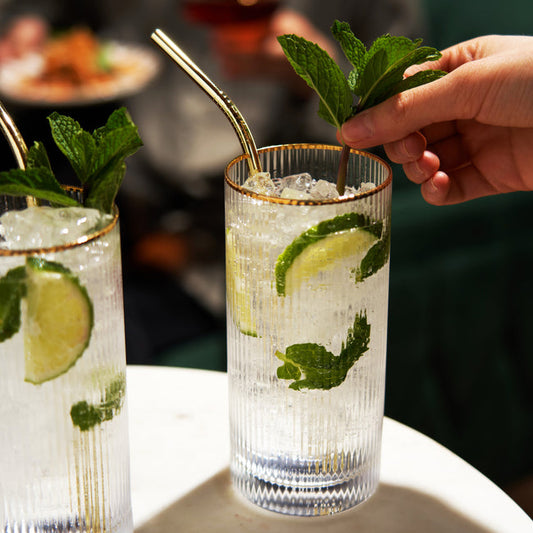 Gold-Rimmed Drinking Glass