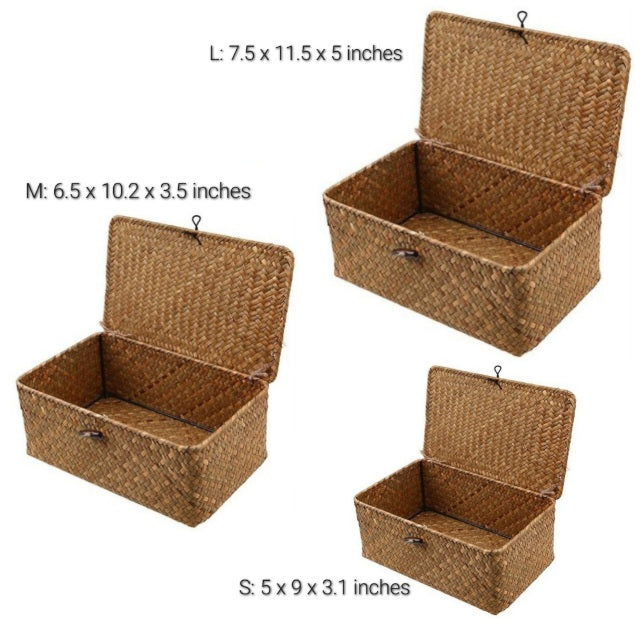 3pc Rectangular Storage Baskets with Lids