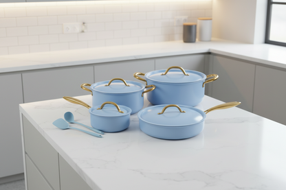 Ceramic Cookware with Gold Handles