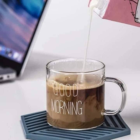 Glass "Good Morning" Teacups