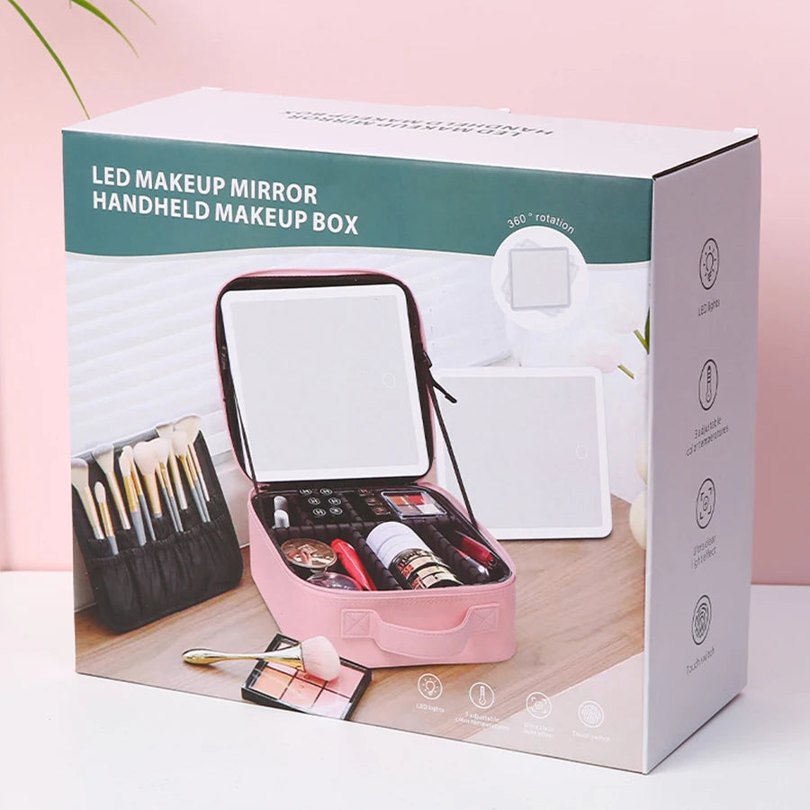 Makeup Case with LED Mirror