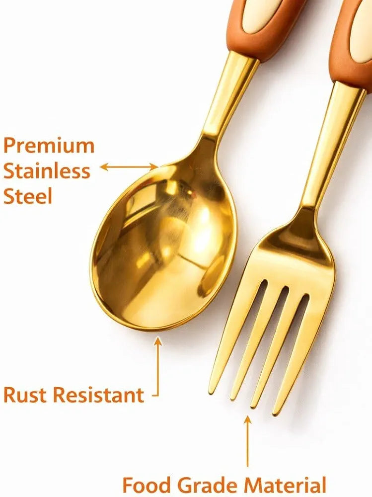 2pc Gold Holiday Cutlery