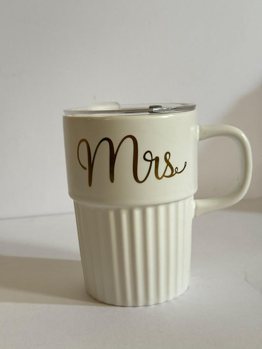 Ceramic Mrs. Mug with Straw