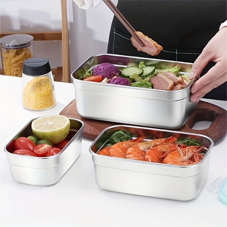 3pc Stainless Steel Bowls with Airtight Lids