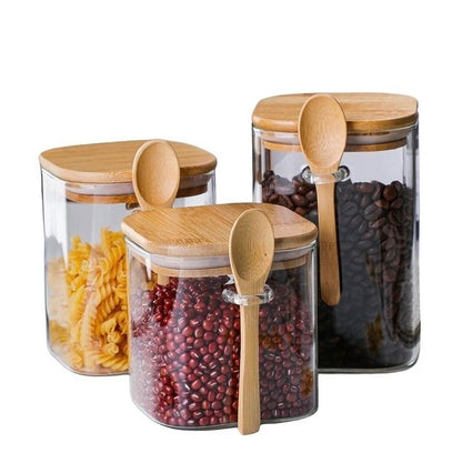 Glass Canisters w/ Bamboo Lid and Spoon