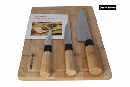 4pc Knife and Cutting Board Set