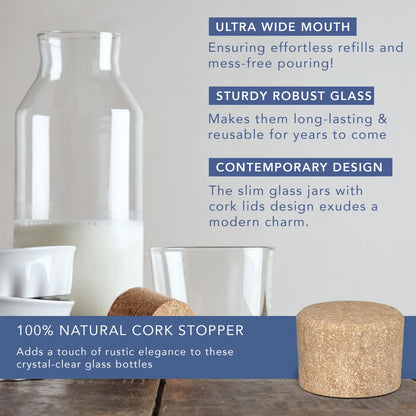 Glass Bottles with Cork Lids