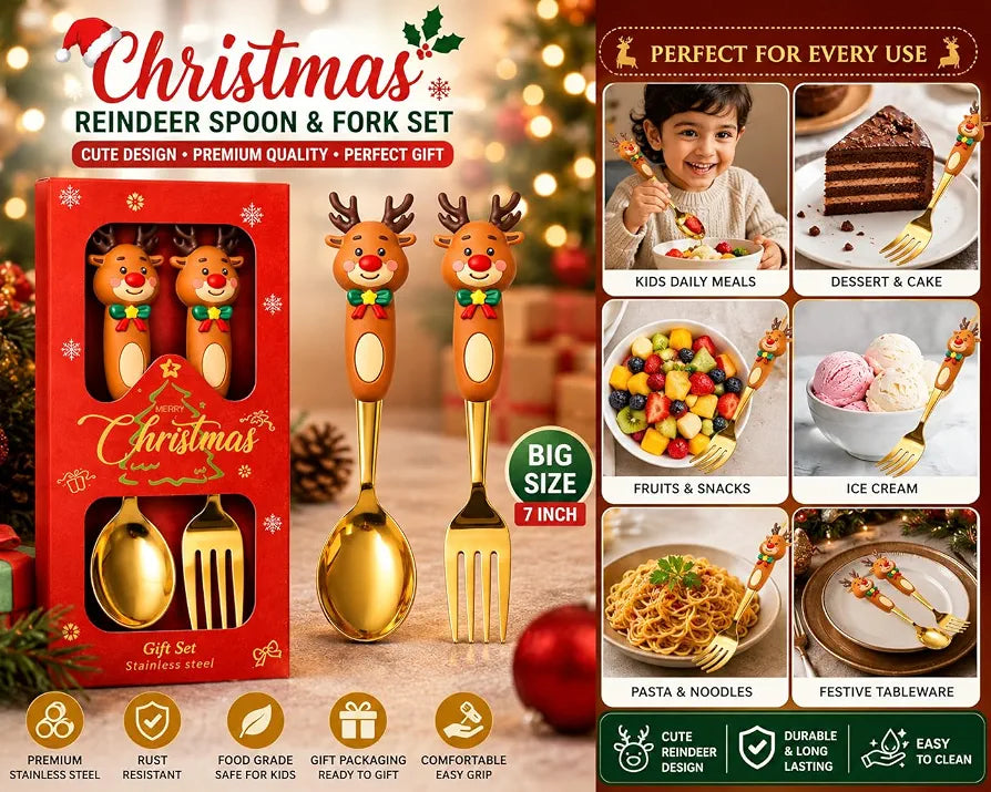 2pc Gold Holiday Cutlery