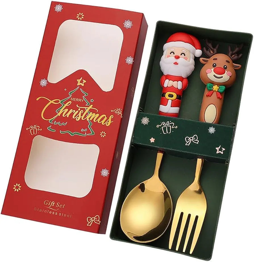 2pc Gold Holiday Cutlery