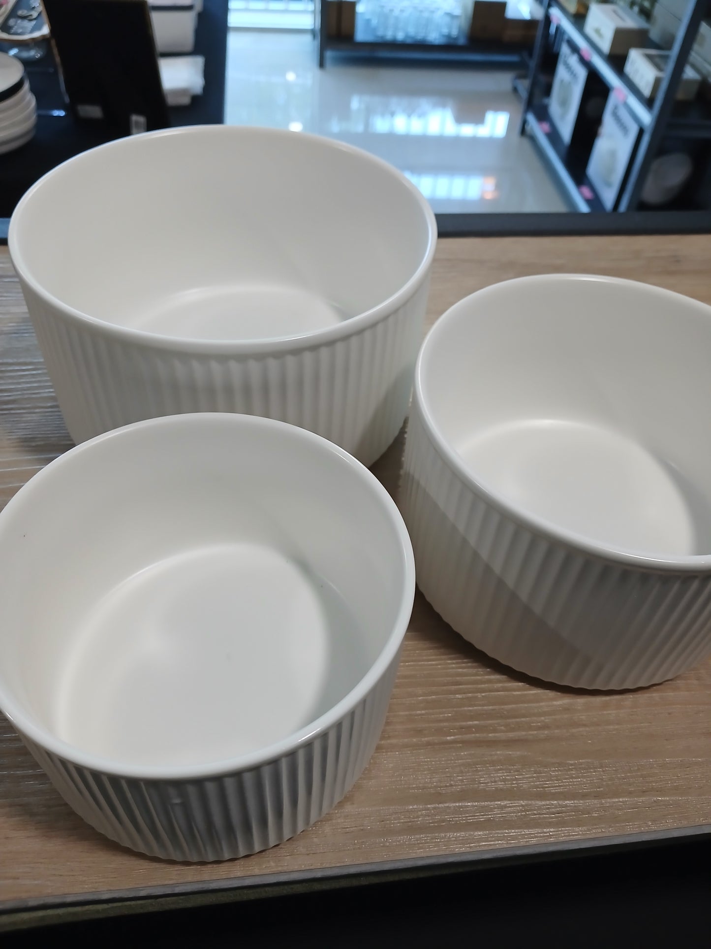 3pc Ribbed Ceramic Bowls
