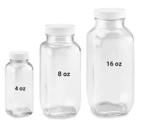 Glass Bottles with White Caps