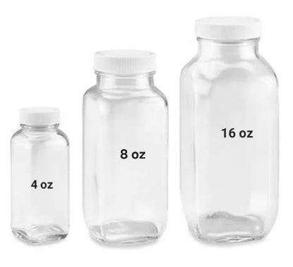 Glass Bottles with White Caps
