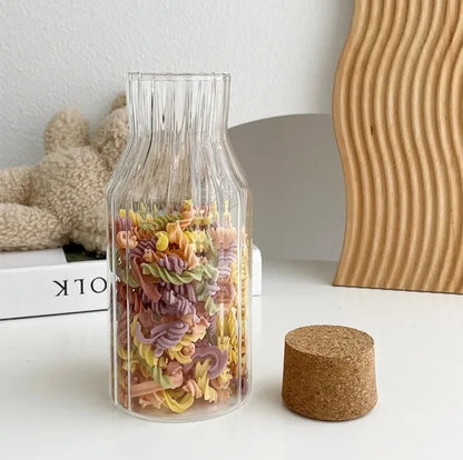 Ribbed Glass Jars with Cork Lid