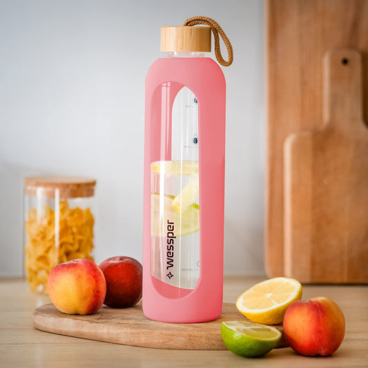 Glass Water Bottle w Silicone Case