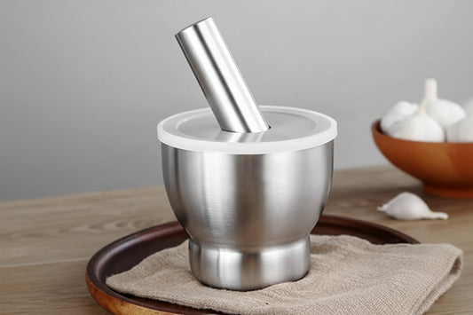 Stainless Steel Mortar and Pestle with Lid