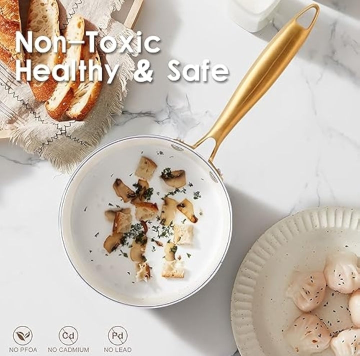 Ceramic Cookware with Gold Handles