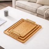 Wooden Tray with Gold Handles