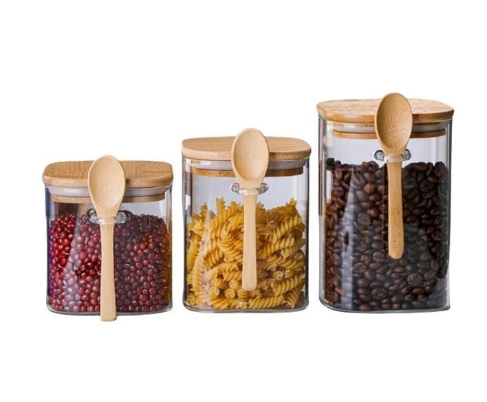 Glass Canisters w/ Bamboo Lid and Spoon